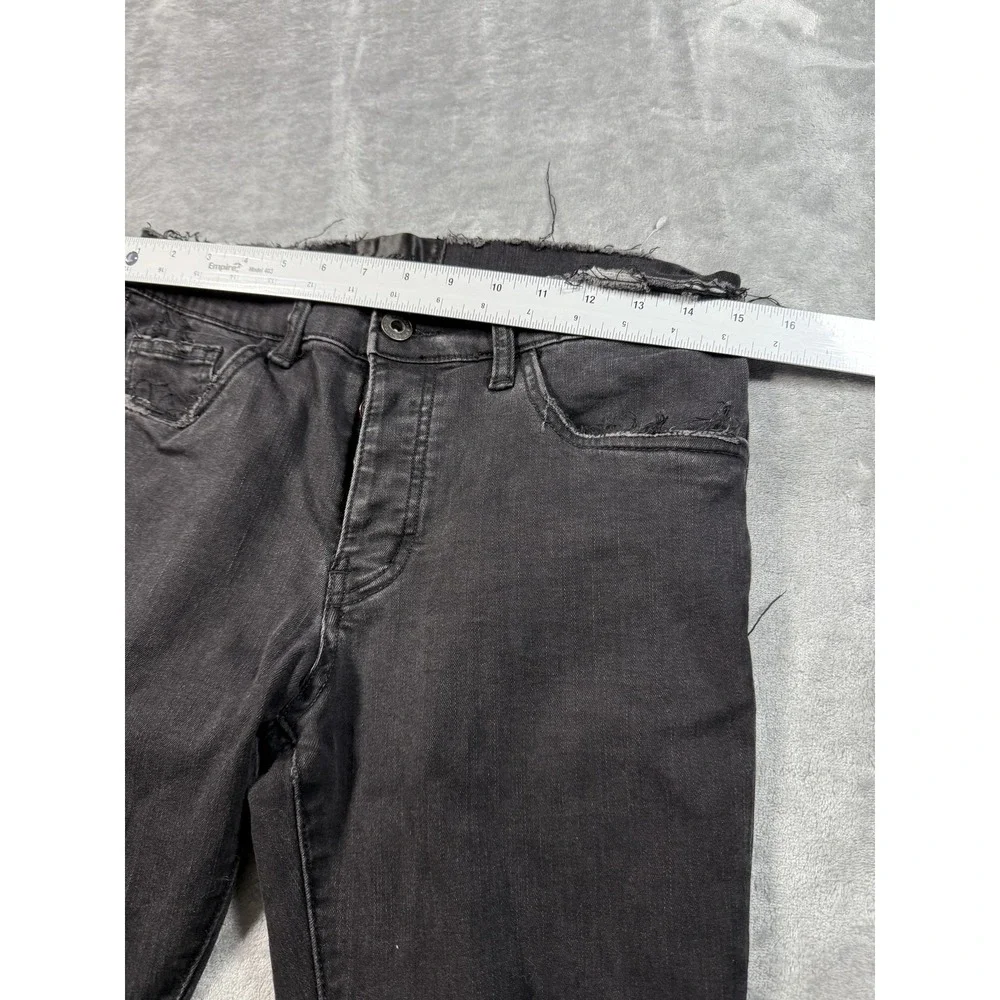 Valabasas Jeans Mens 32 Black Distressed Skinny Fit Frayed Hem Ripped Knee Pants